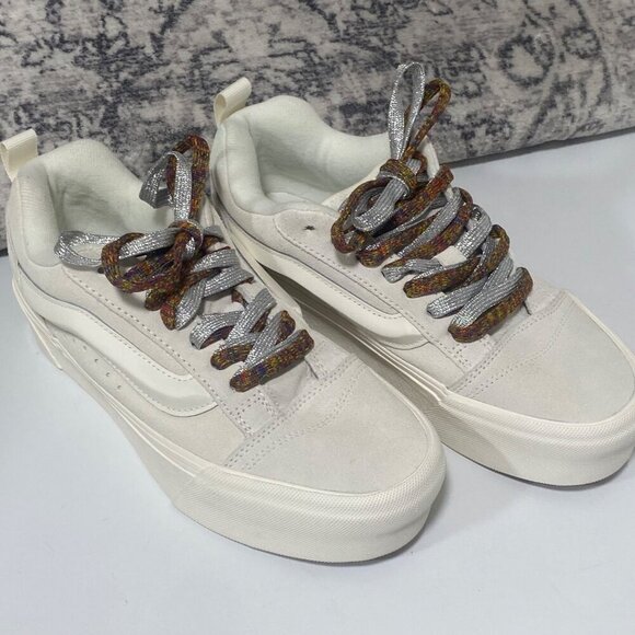 NEW Vans Knu Stack Suede 'White Multi-Color Laces'  Size 8 - Picture 4 of 7